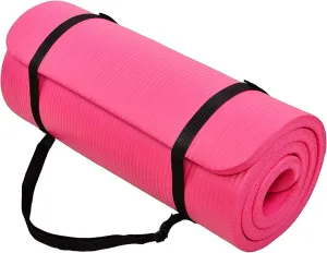 1 Inch Yoga Mat Thick Exercise Workout Mat with Extra Carry Strap Non-slip Fitness Mat Gym Pilates Mat for Stretching & Floor Home Workout Outdoor Training