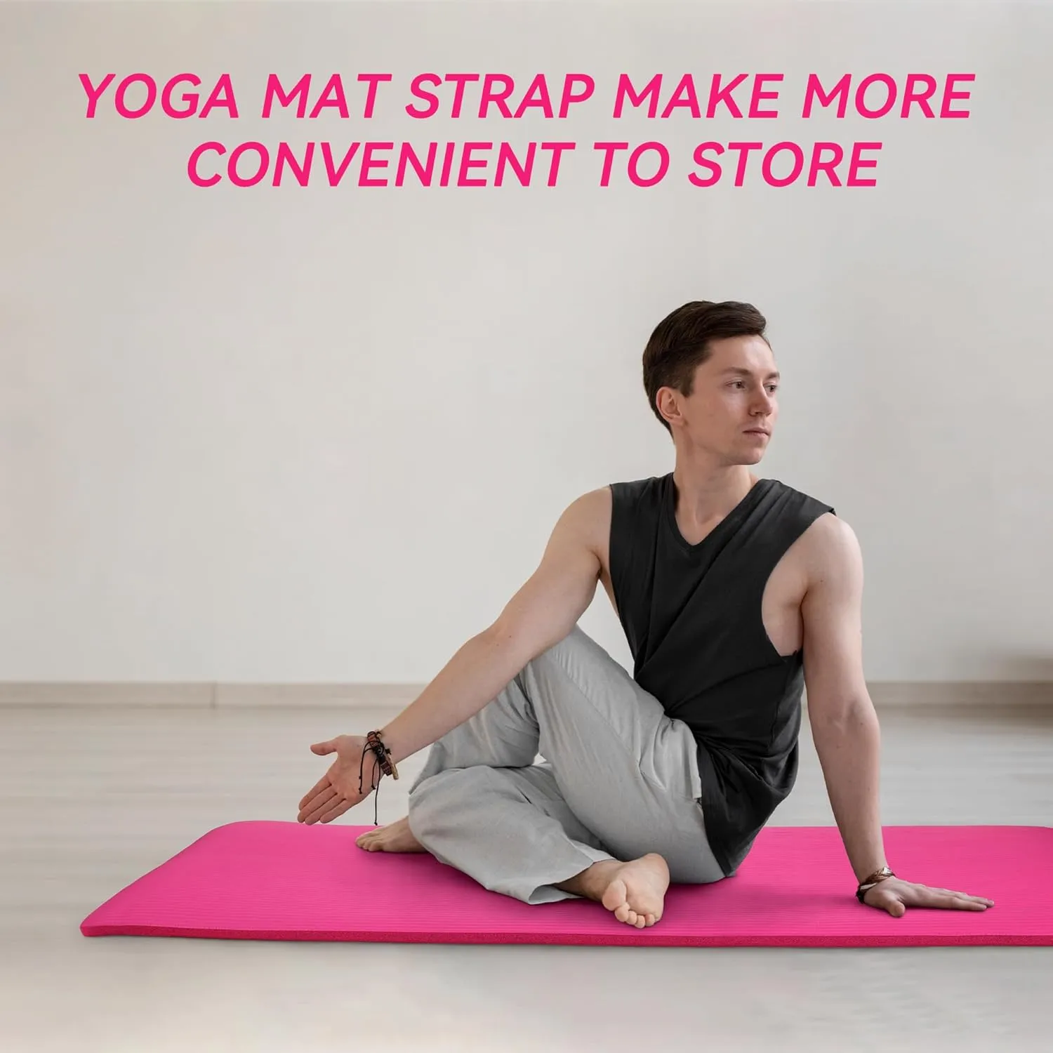 1 Inch Yoga Mat Thick Exercise Workout Mat with Extra Carry Strap Non-slip Fitness Mat Gym Pilates Mat for Stretching & Floor Home Workout Outdoor Training