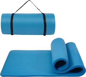 1 Inch Yoga Mat Thick Exercise Workout Mat with Extra Carry Strap Non-slip Fitness Mat Gym Pilates Mat for Stretching & Floor Home Workout Outdoor Training