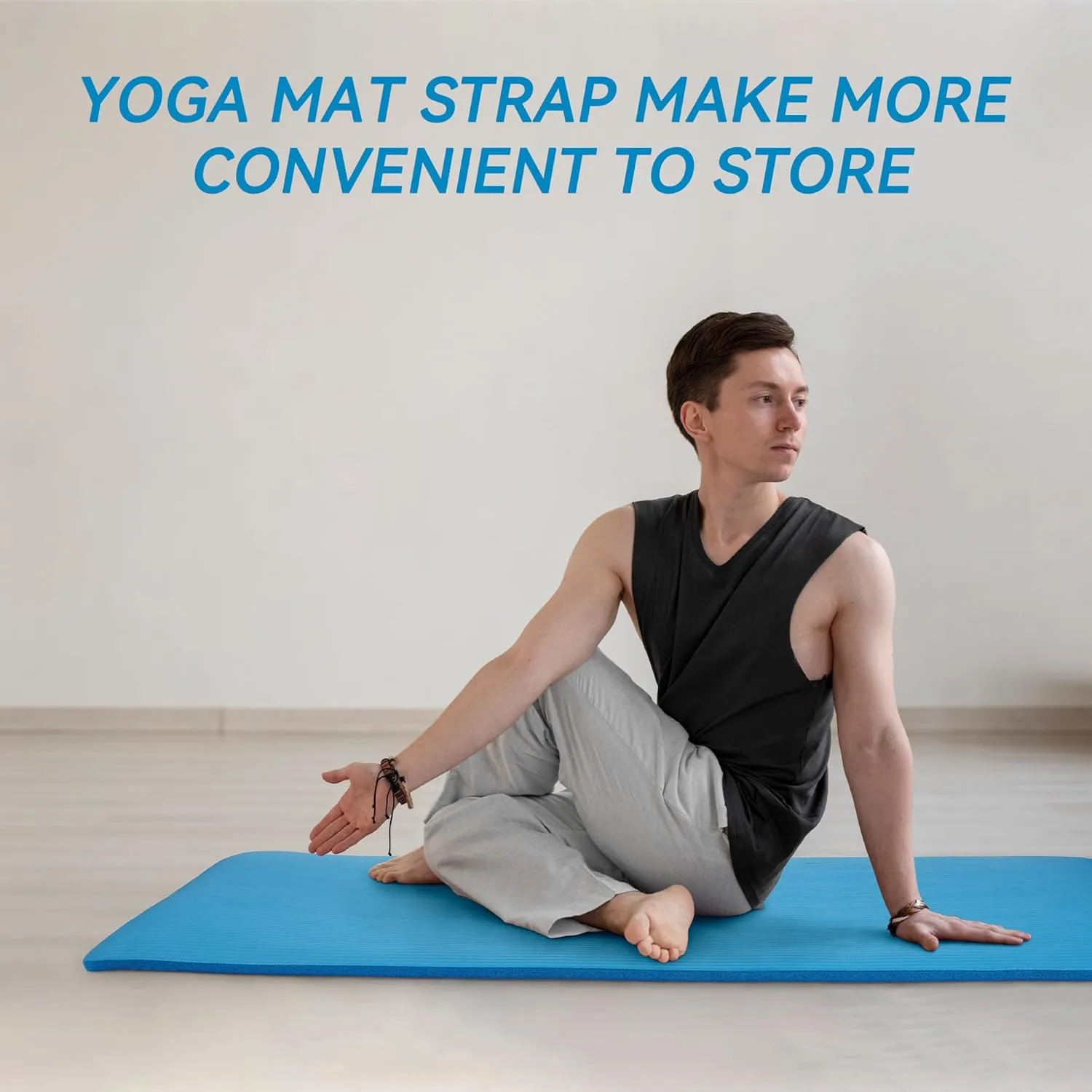 1 Inch Yoga Mat Thick Exercise Workout Mat with Extra Carry Strap Non-slip Fitness Mat Gym Pilates Mat for Stretching & Floor Home Workout Outdoor Training