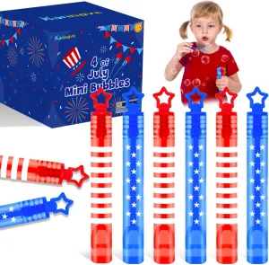 100 Pack Fourth of July Mini Bubbles Bulk – Red White Blue Party Favors Supplies for Kids,Goodie Bag Treat Stuffers, Parade Throws,Classroom Prizes, Outdoor Toys & Decorations for Summer Pool Events