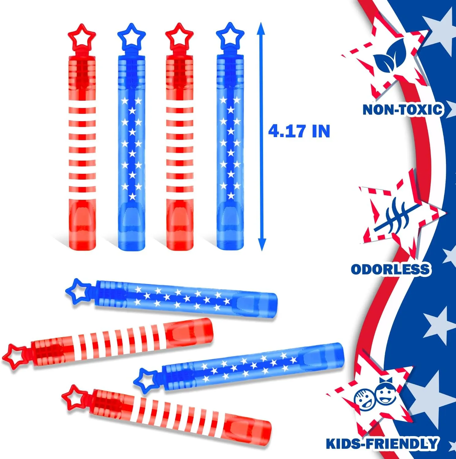 100 Pack Fourth of July Mini Bubbles Bulk – Red White Blue Party Favors Supplies for Kids,Goodie Bag Treat Stuffers, Parade Throws,Classroom Prizes, Outdoor Toys & Decorations for Summer Pool Events