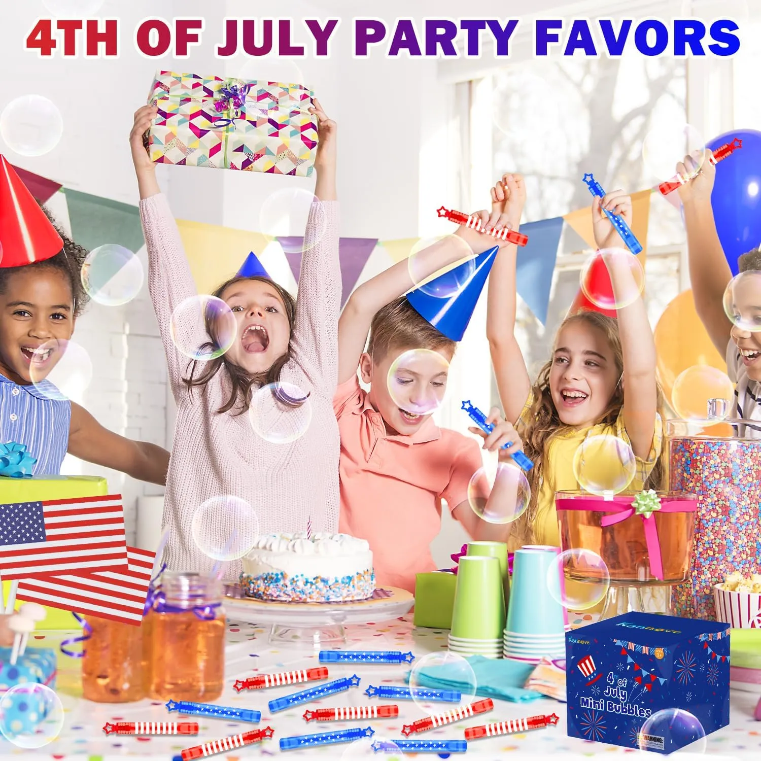 100 Pack Fourth of July Mini Bubbles Bulk – Red White Blue Party Favors Supplies for Kids,Goodie Bag Treat Stuffers, Parade Throws,Classroom Prizes, Outdoor Toys & Decorations for Summer Pool Events