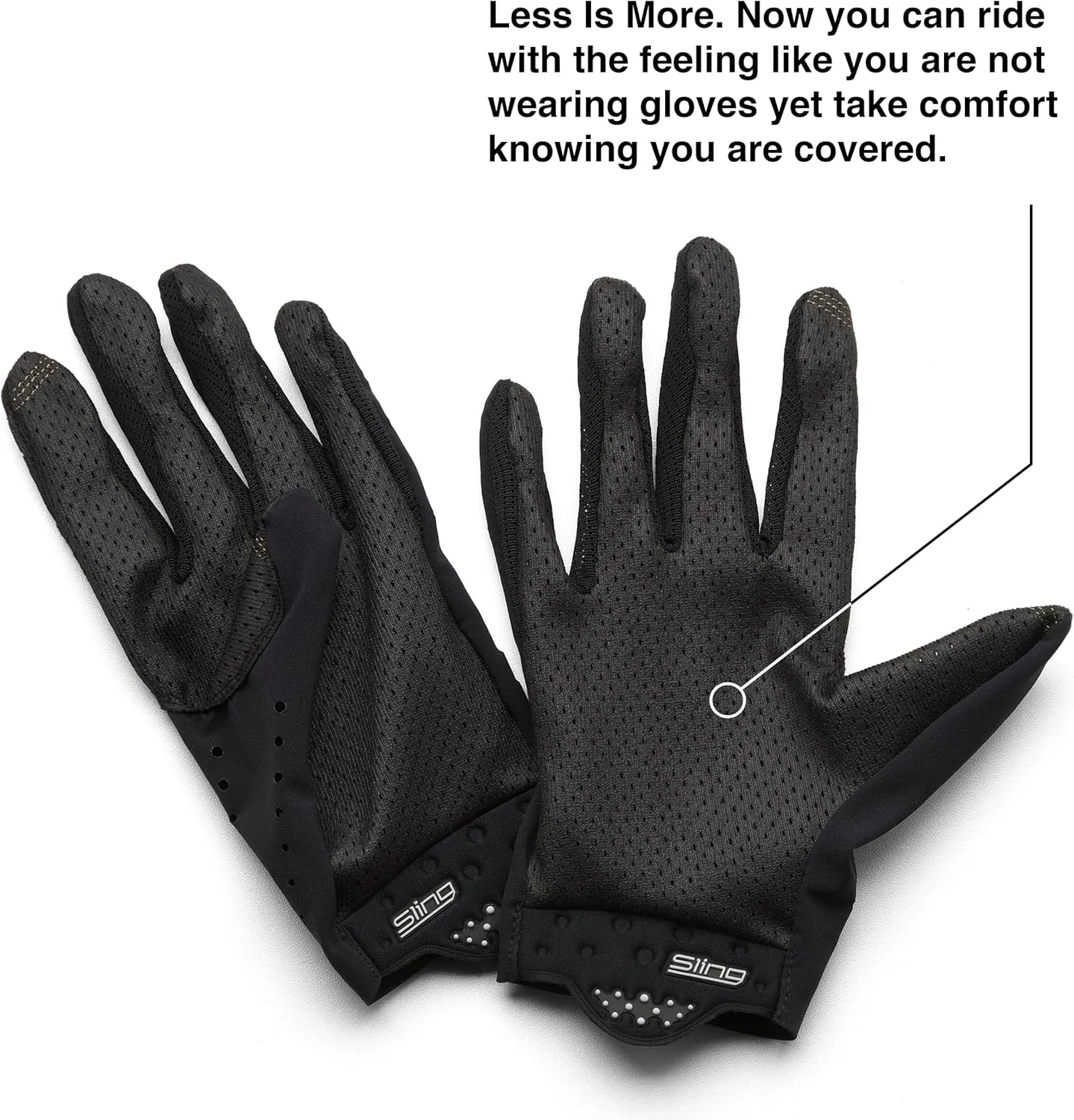 100% SLING Short Finger Mountain Biking Gloves - Lightweight Fingerless MTB Off Road Cycling Gloves (MD - BLACK)