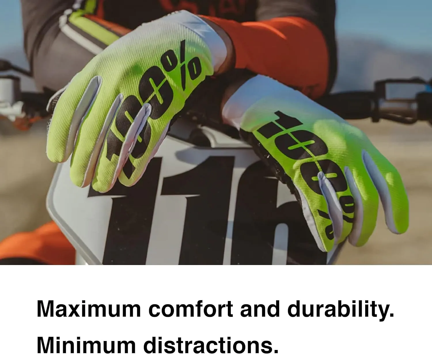 100% SLING Short Finger Mountain Biking Gloves - Lightweight Fingerless MTB Off Road Cycling Gloves (MD - BLACK)