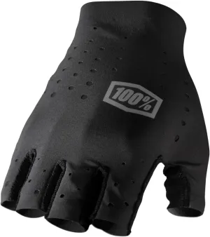 100% SLING Short Finger Mountain Biking Gloves - Lightweight Fingerless MTB Off Road Cycling Gloves (MD - BLACK)
