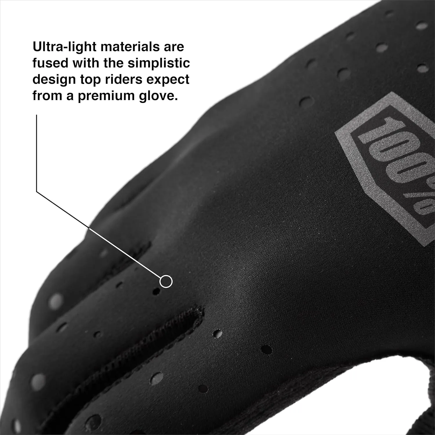 100% SLING Short Finger Mountain Biking Gloves - Lightweight Fingerless MTB Off Road Cycling Gloves (MD - BLACK)