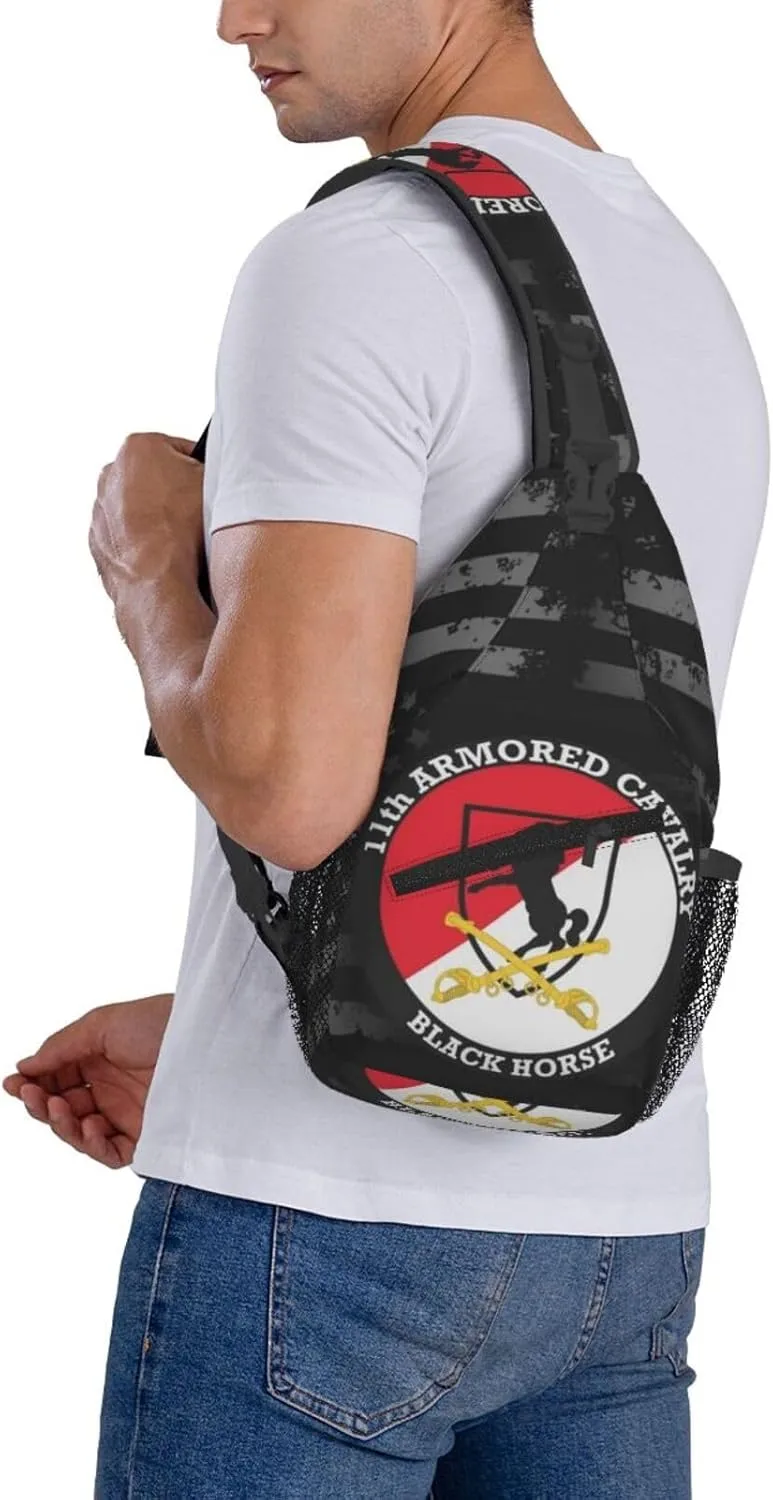 11th Armored Cavalry Regiment Crossbody Backpack Dachshunds Dog Chest Bag Lightweight One Strap Backpack Multipurpose Travel Hiking For Men Women