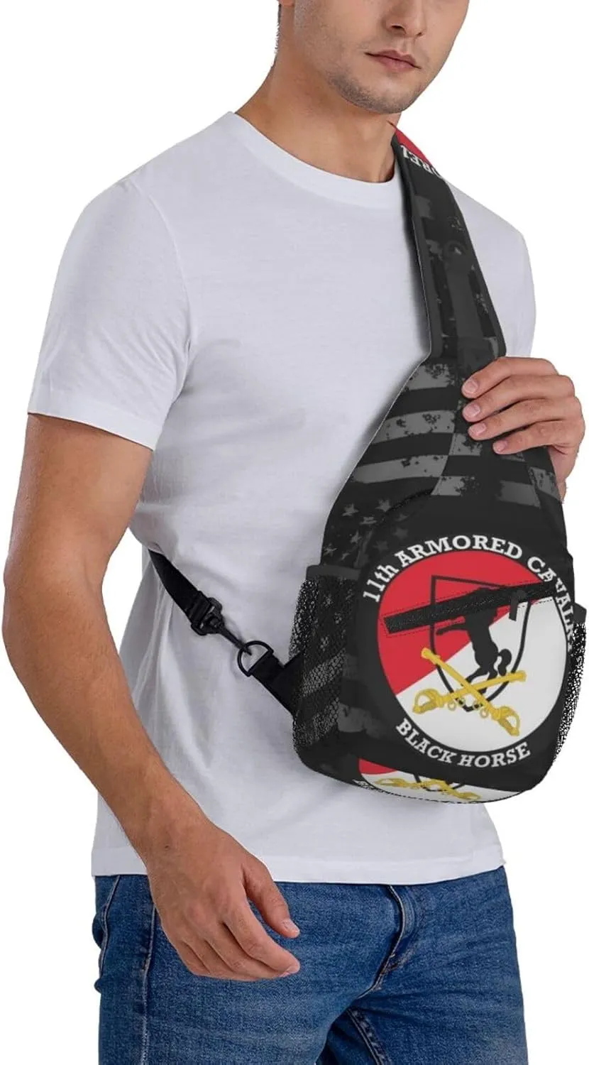 11th Armored Cavalry Regiment Crossbody Backpack Dachshunds Dog Chest Bag Lightweight One Strap Backpack Multipurpose Travel Hiking For Men Women