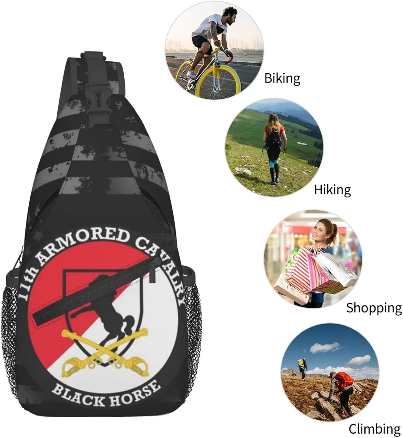 11th Armored Cavalry Regiment Crossbody Backpack Dachshunds Dog Chest Bag Lightweight One Strap Backpack Multipurpose Travel Hiking For Men Women