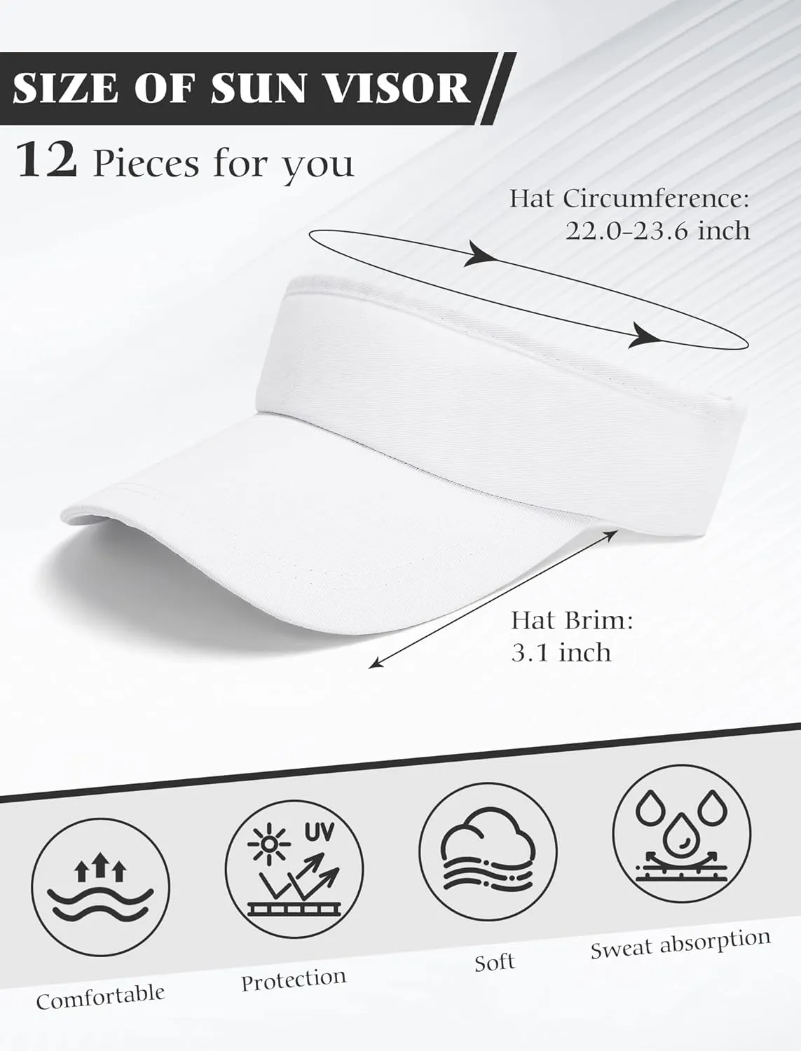12 Pack Sun Visor Hats Softball Adjustable Cap Sun Protection for Women Men