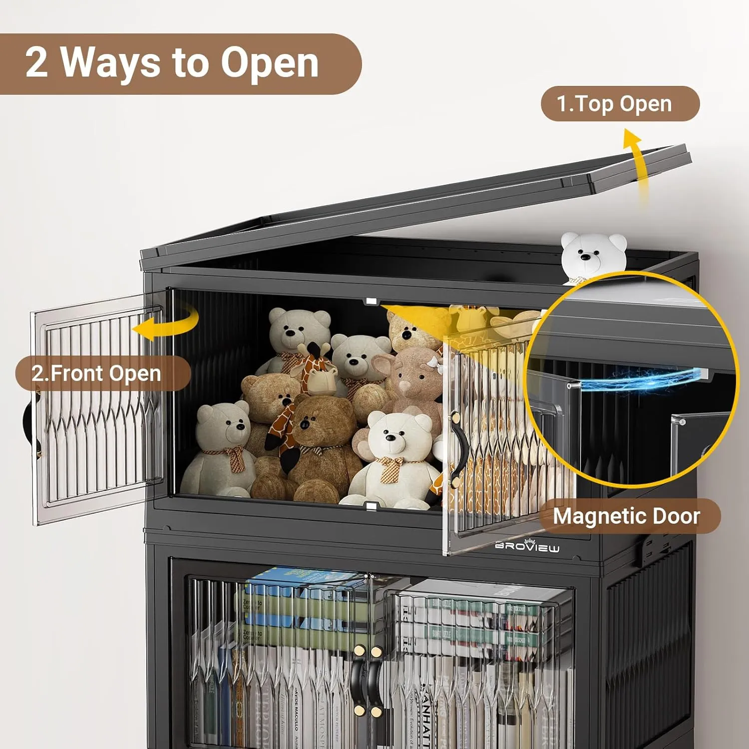 120 Qt Stackable Storage Bins with Lids, Closet Organizer and Storage Drawer, Collapsible Storage Box with Wheels, Plastic Clothes Storage Cabinet Containers for Home Organization, 4Pack Black