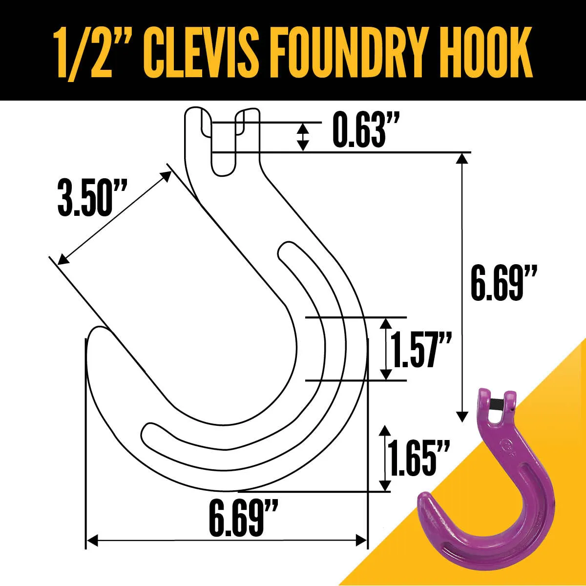 1/2" x 5' - Adjustable 4 Leg Chain Sling w/ Foundry Hooks - Grade 100