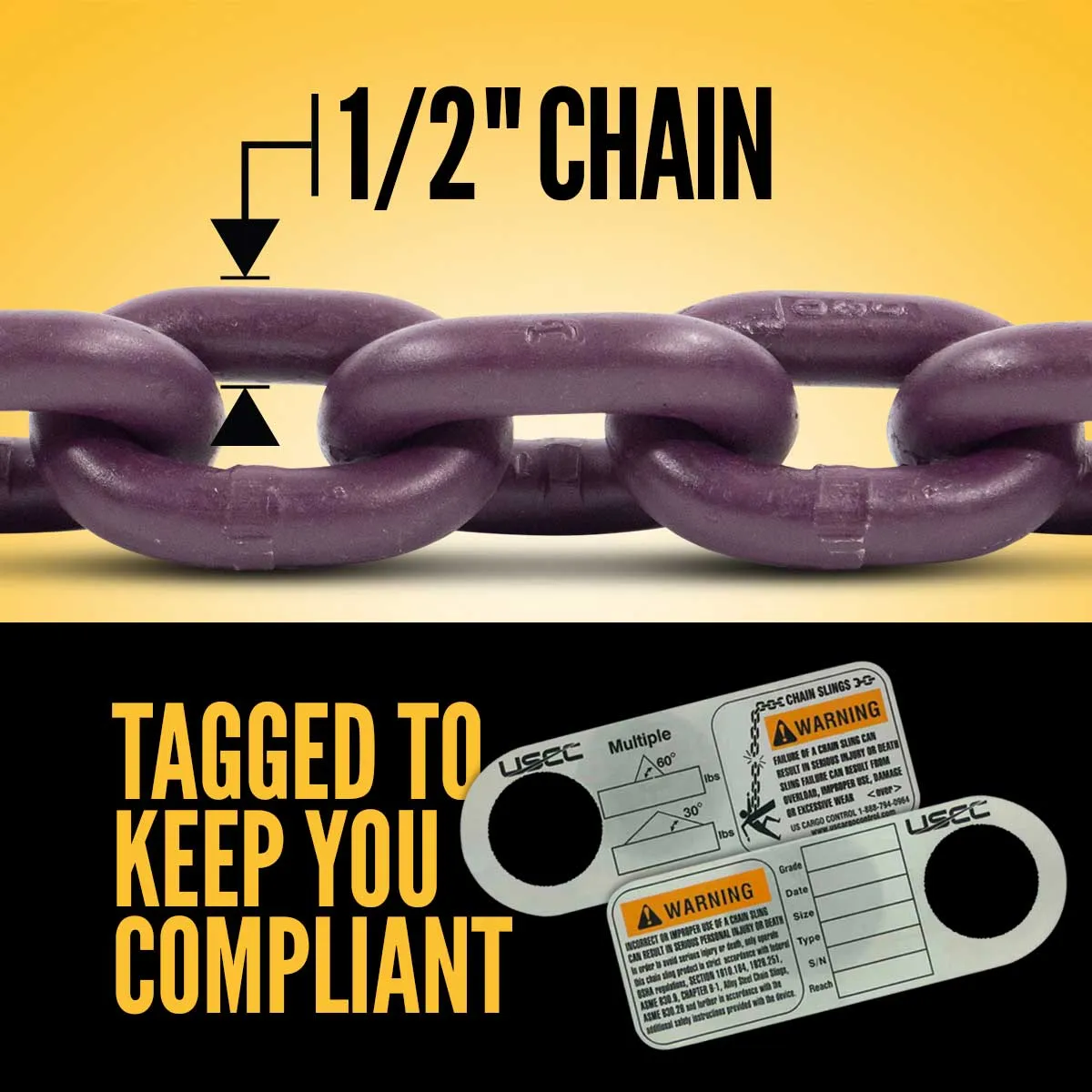 1/2" x 5' - Adjustable 4 Leg Chain Sling w/ Foundry Hooks - Grade 100