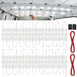 12V 240 LEDs Van Interior Light Kits, LED Module Lights Ceiling Lamp with Harness Switch for Car Van Truck Auto Vehicle Caravan Trailers Boat Bus RV Room Cargo White Lighting (80 Modules, White)