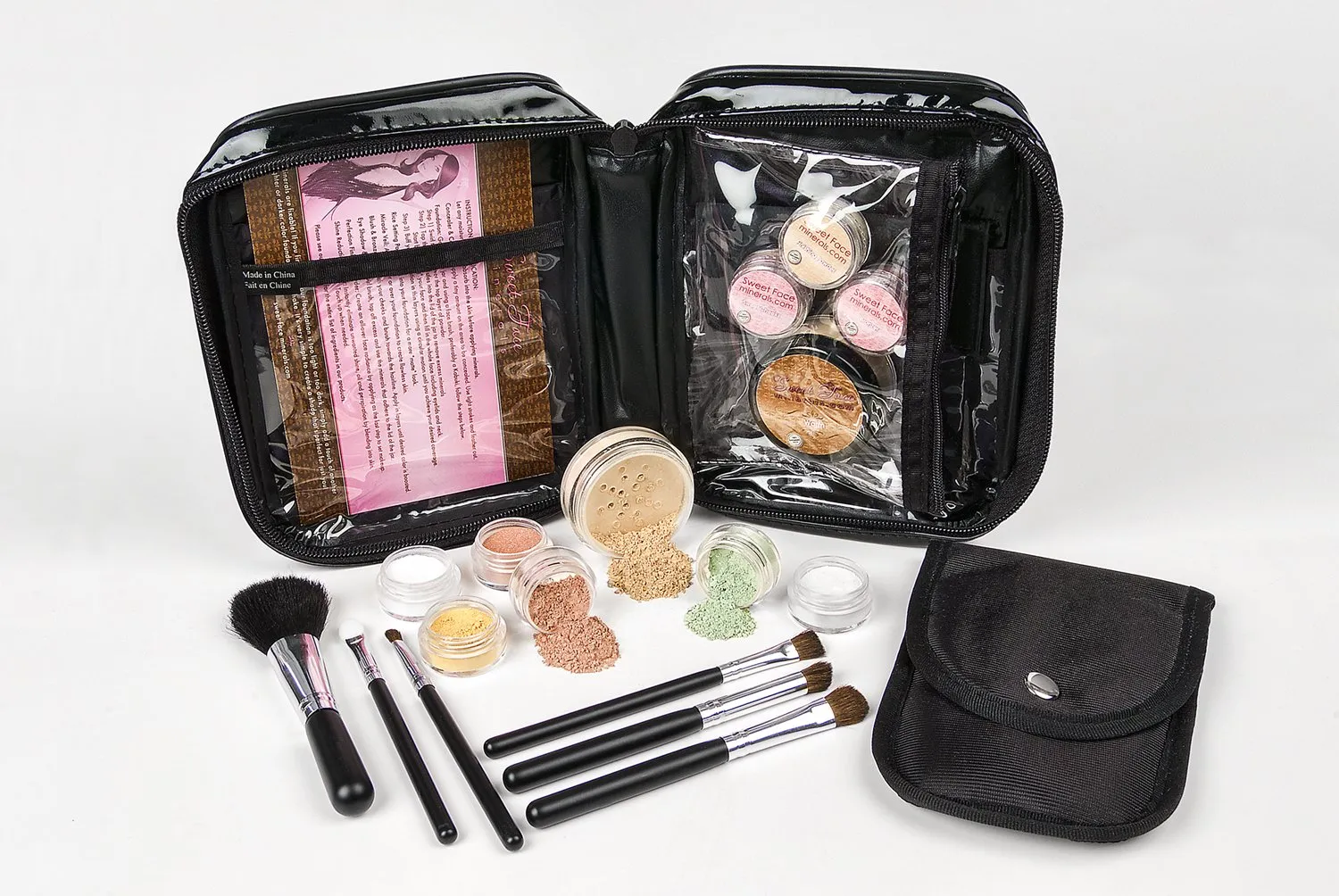 15 pc STARTER KIT w/BRUSHES & CASE (COCOA) Mineral Makeup Foundation Blush Bronzer Illuminating Veil Set Bare Skin Matte Powder