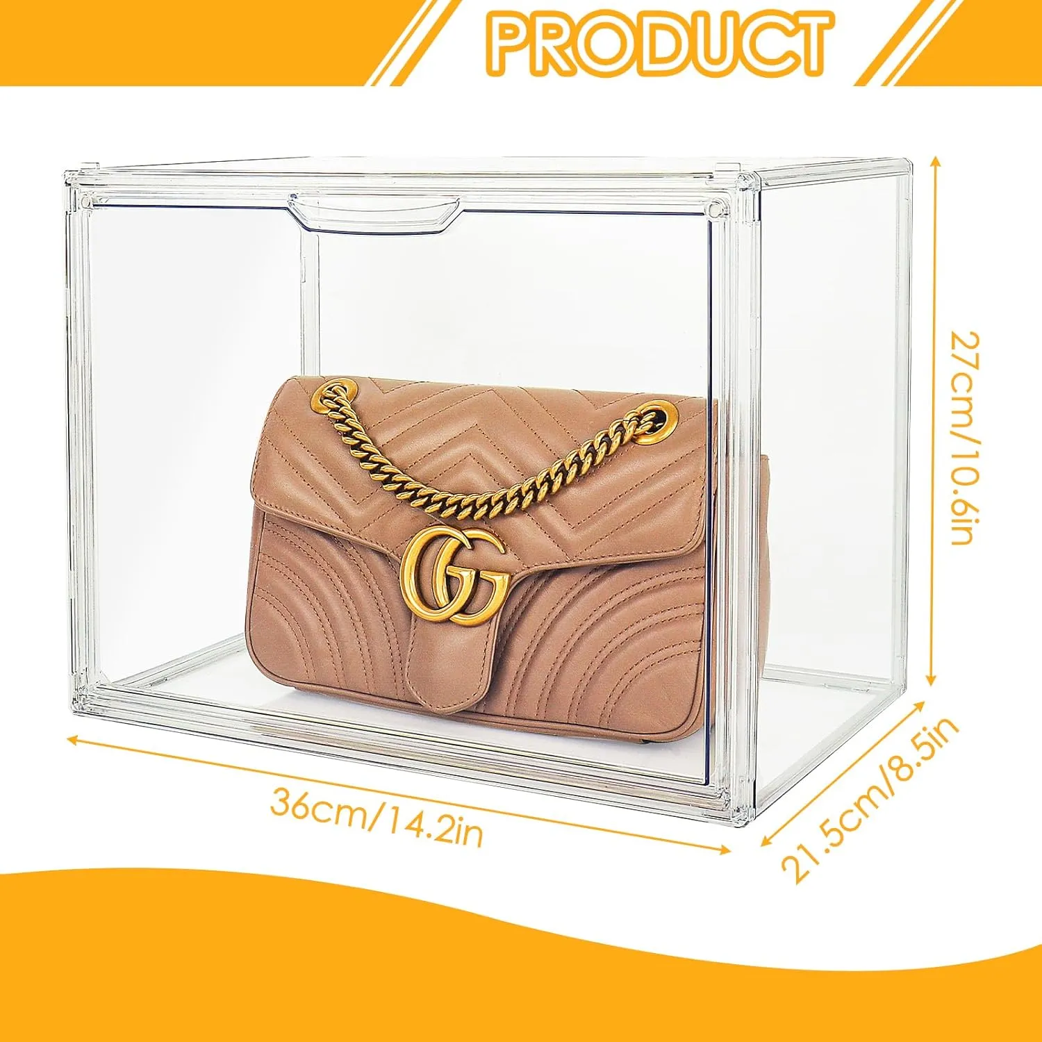 15Pack Purse Organizer for Closet Clear Acrylic Display Case Handbag Storage Organizer Box with Magnetic Door Stackable Storage Bins with Dustproof Lid for Book Toys Shoes Cosmetic Collectibles