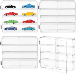 1/64 Scale Matchbox Car Display Case, 32 Toy Cars Storage Organizer, Clear Display Case for Toy Cars Matchbox Cars, 6.5 X 7.5 X 1.6 Inch, 4Pack