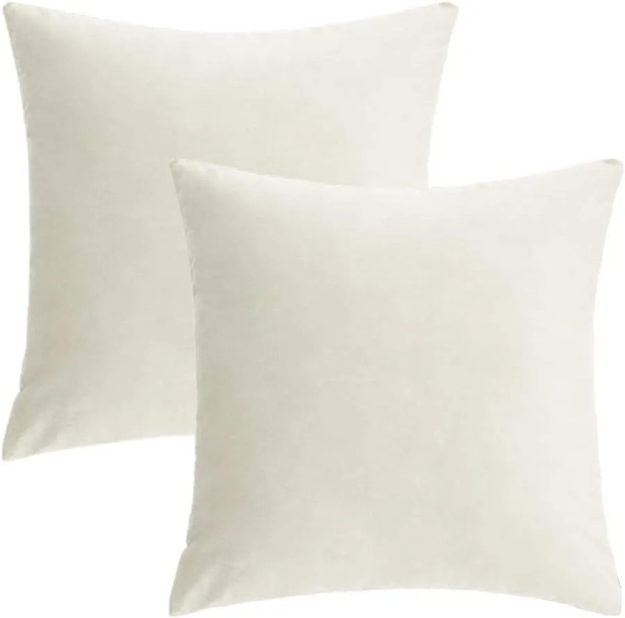 16x16 Beige Cream Velvet Throw Pillow Covers Decorative Soft Solid Square Cushion Cases Set of 2 Home Decor for Couch Car Sofa Chair Bedroom Office