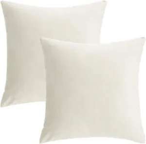 16x16 Beige Cream Velvet Throw Pillow Covers Decorative Soft Solid Square Cushion Cases Set of 2 Home Decor for Couch Car Sofa Chair Bedroom Office
