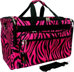 19-inch Duffle Bag | Multiple Design | Travel Size Duffel Bag by Unique Traveler (Zebra-Black Burgundy)
