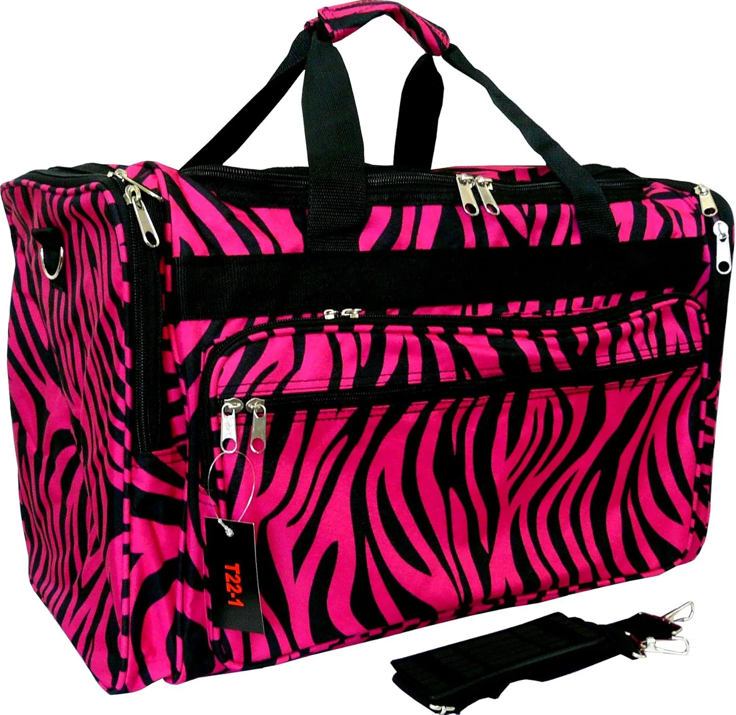 19-inch Duffle Bag | Multiple Design | Travel Size Duffel Bag by Unique Traveler (Zebra-Black Burgundy)