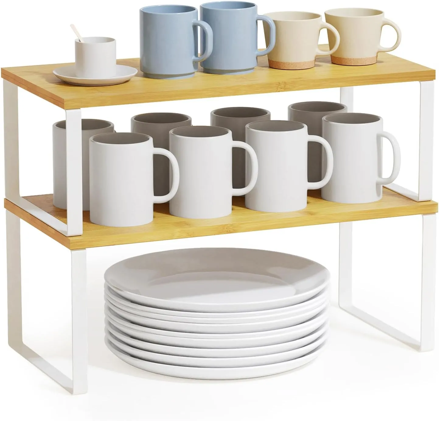 2 Pack Stackable Kitchen Cabinet Organizers Long