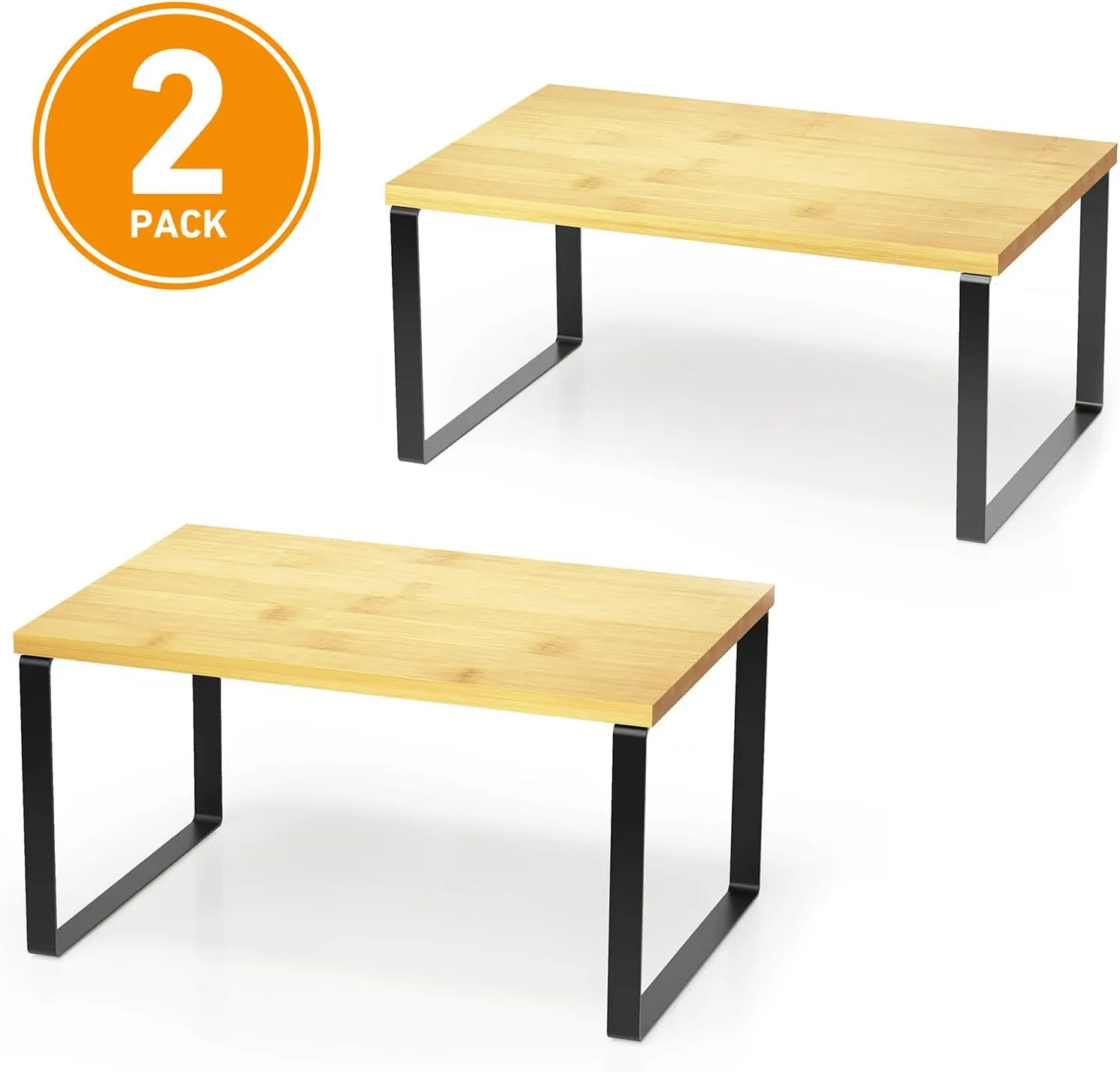 2 Pack Stackable Kitchen Cabinet Organizers Short