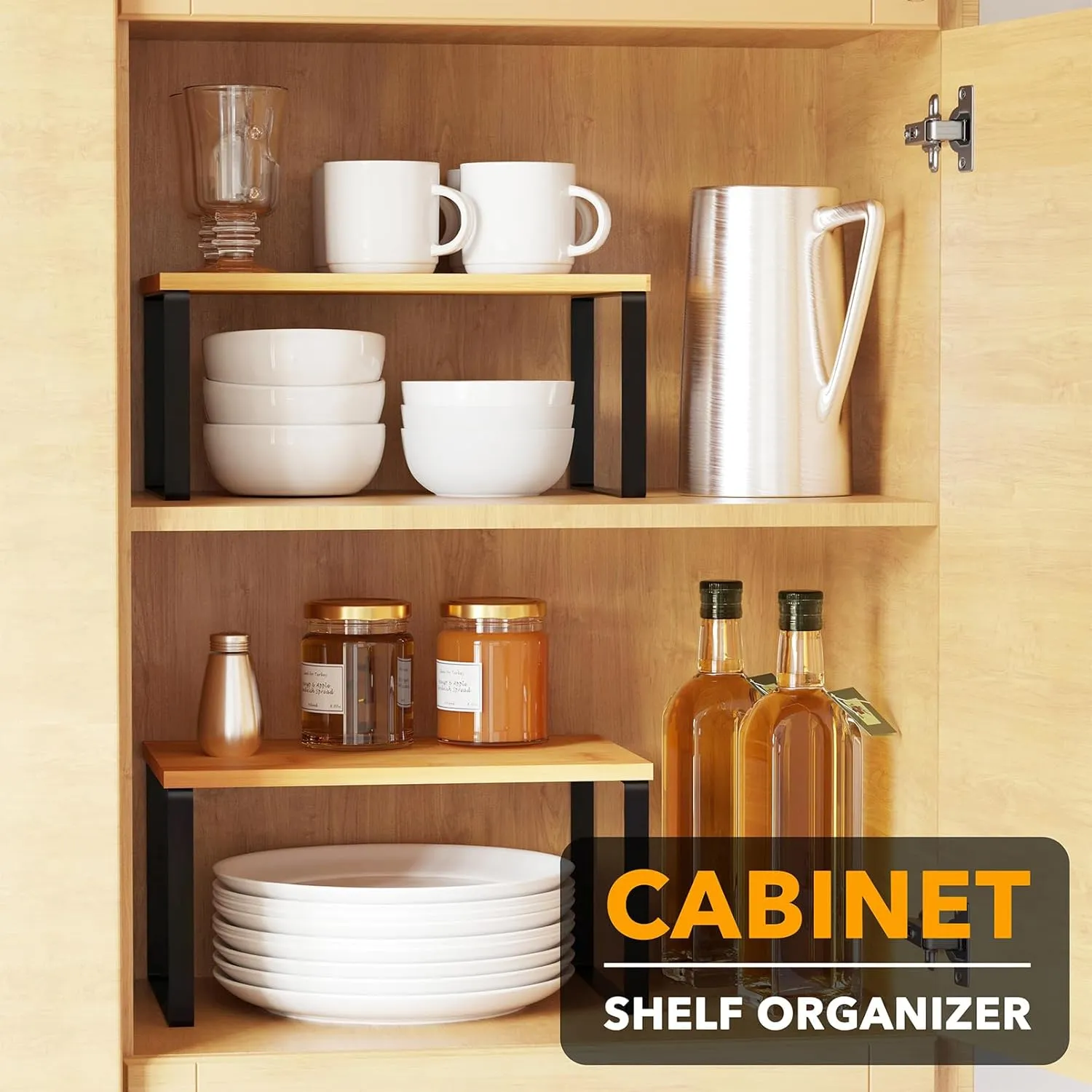 2 Pack Stackable Kitchen Cabinet Organizers Short