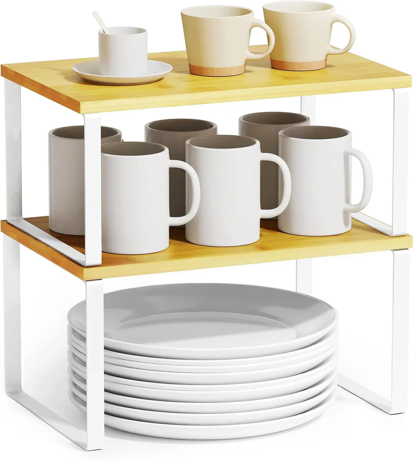 2 Pack Stackable Kitchen Cabinet Organizers Short