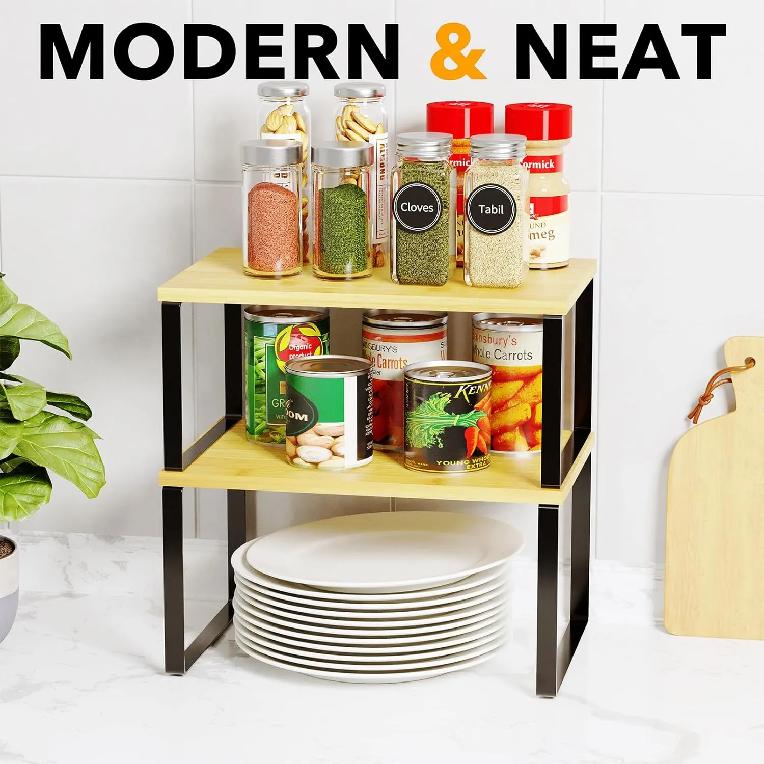 2 Pack Stackable Kitchen Cabinet Organizers Short