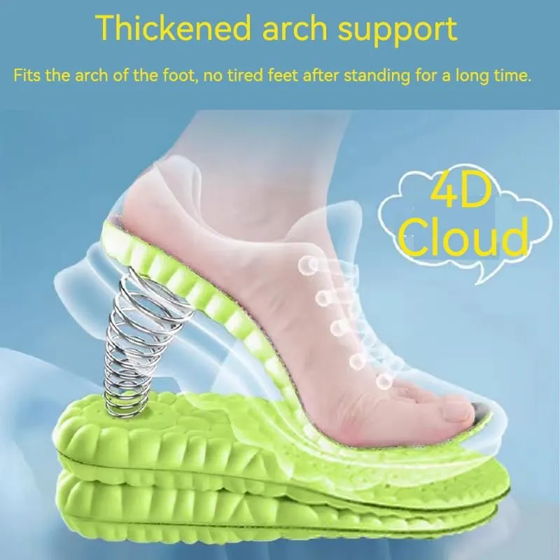 2 Pairs Insoles for Women Men - U-Shape Memory Foam Insoles - Super Soft 4D Cloud Insole for Anti Fatigue, Shock Absorption, Foot Pain Relief (Green, Men: US 8-11)