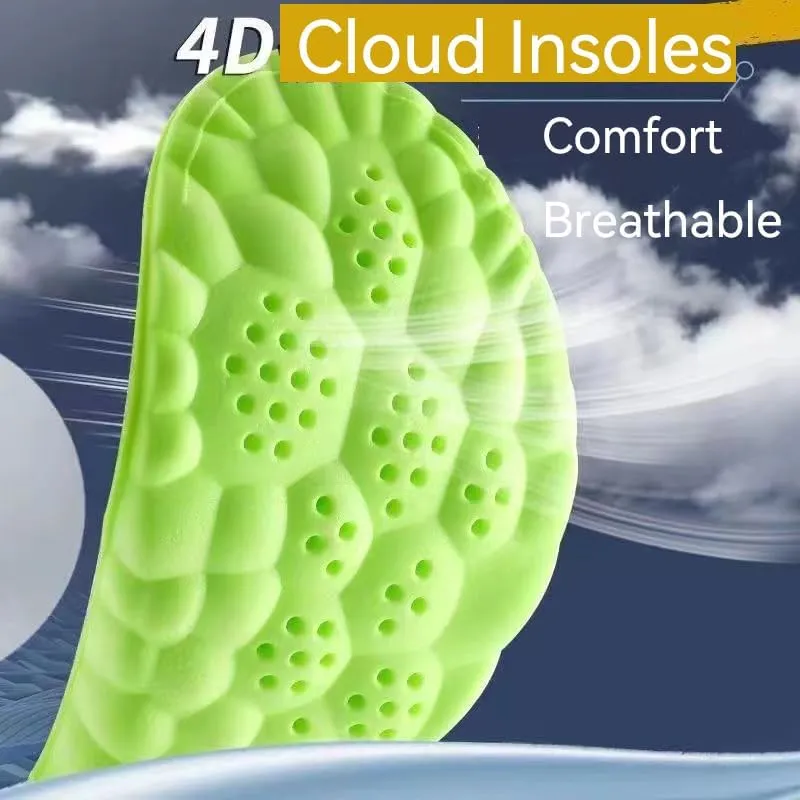 2 Pairs Insoles for Women Men - U-Shape Memory Foam Insoles - Super Soft 4D Cloud Insole for Anti Fatigue, Shock Absorption, Foot Pain Relief (Green, Men: US 8-11)