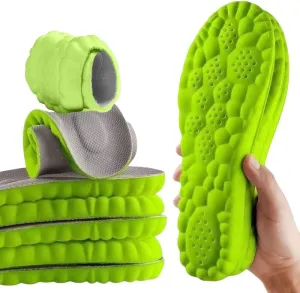 2 Pairs Insoles for Women Men - U-Shape Memory Foam Insoles - Super Soft 4D Cloud Insole for Anti Fatigue, Shock Absorption, Foot Pain Relief (Green, Men: US 8-11)