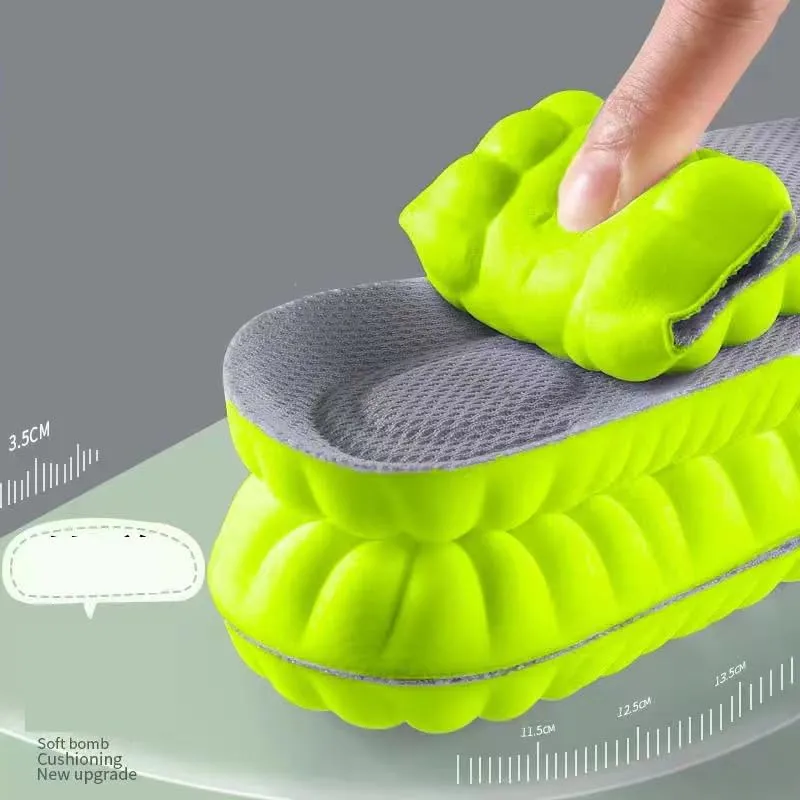 2 Pairs Insoles for Women Men - U-Shape Memory Foam Insoles - Super Soft 4D Cloud Insole for Anti Fatigue, Shock Absorption, Foot Pain Relief (Green, Men: US 8-11)