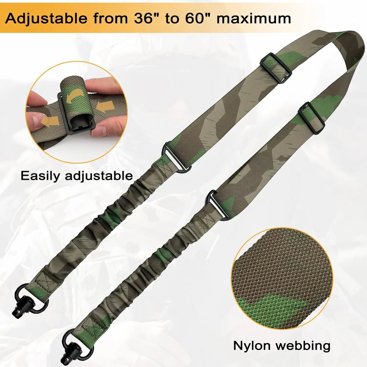 2 Point Sling Strap with QD Swivels, 1.5 inch Webbing Two Point QD Sling with Hardware Buckle