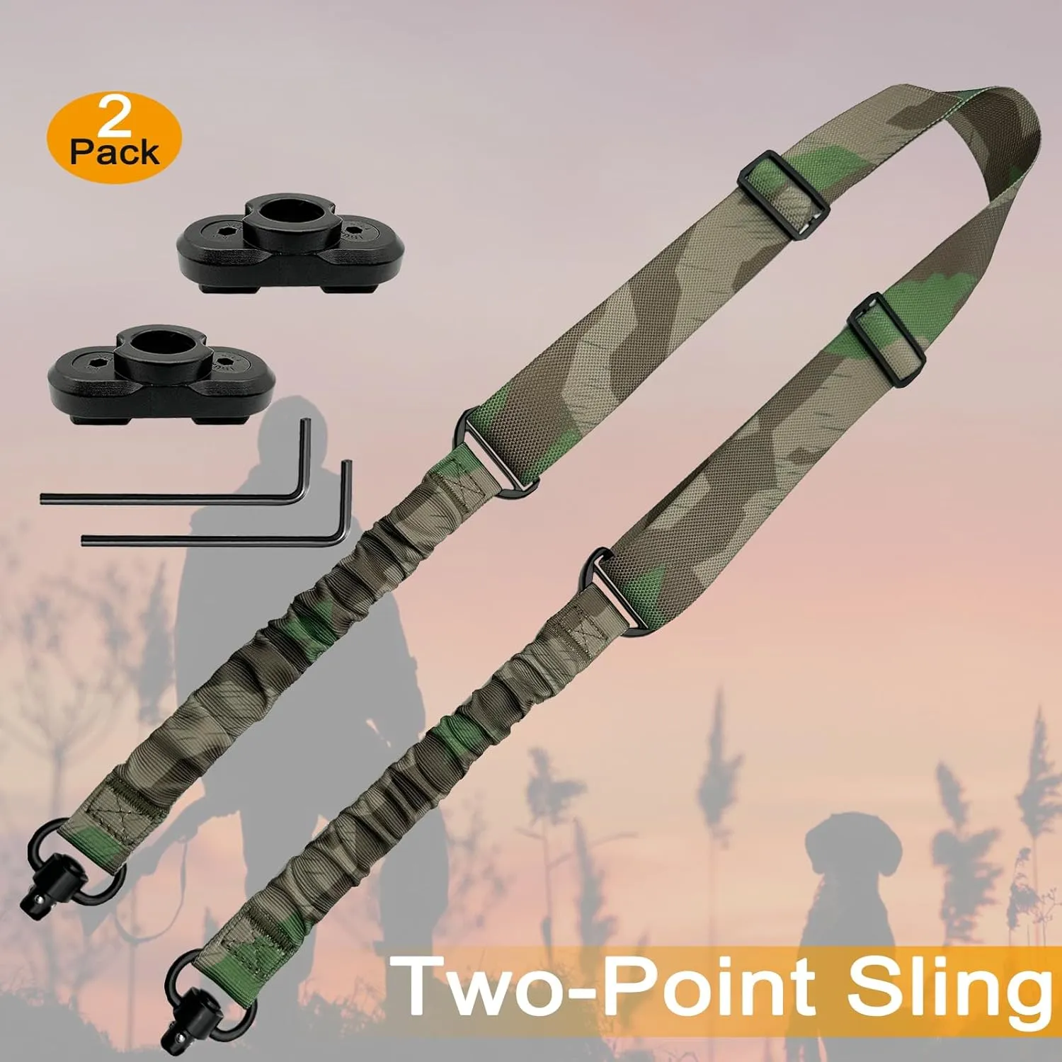 2 Point Sling Strap with QD Swivels, 1.5 inch Webbing Two Point QD Sling with Hardware Buckle