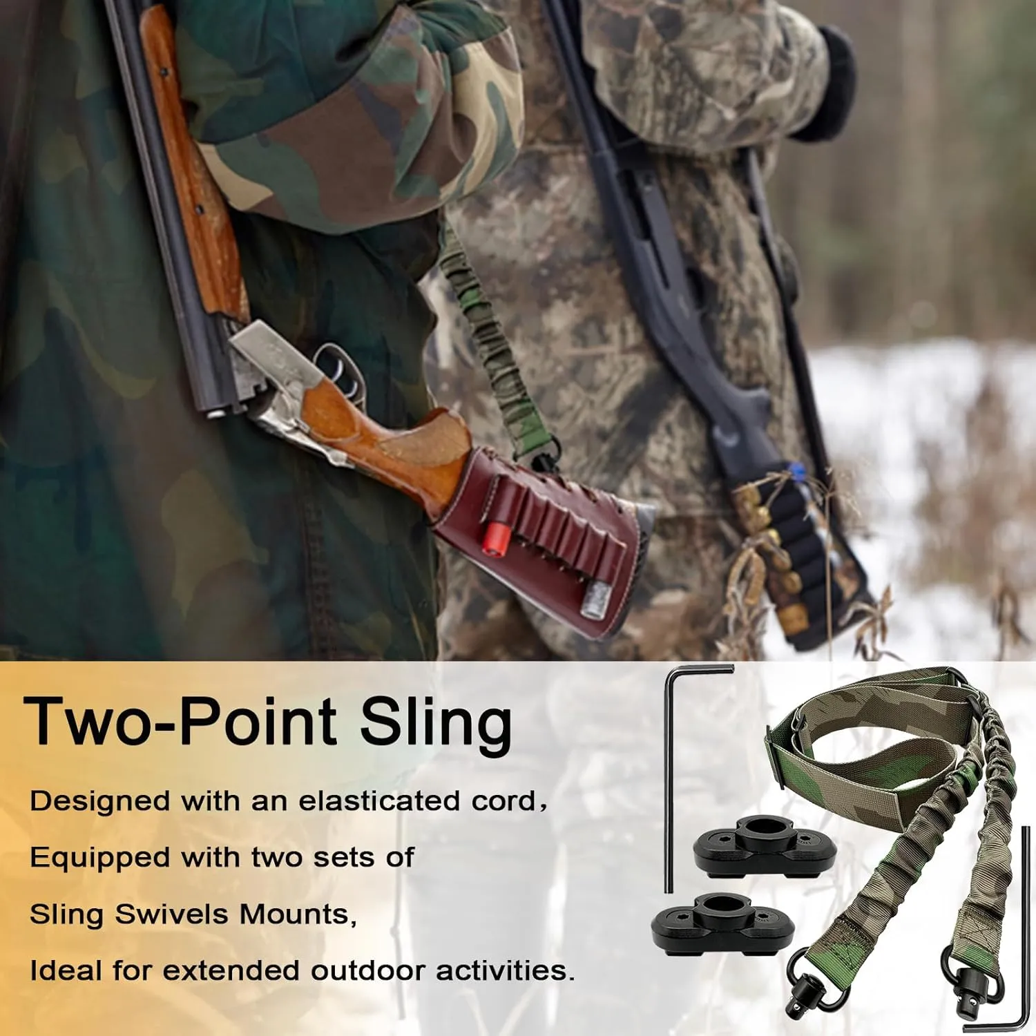2 Point Sling Strap with QD Swivels, 1.5 inch Webbing Two Point QD Sling with Hardware Buckle