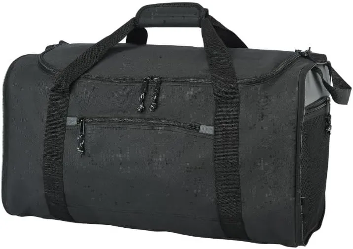 20-Inch Collapsible Travel Duffel Bag, U-Shaped Opening, Adjustable Shoulder Strap, Carry-on Size, Black