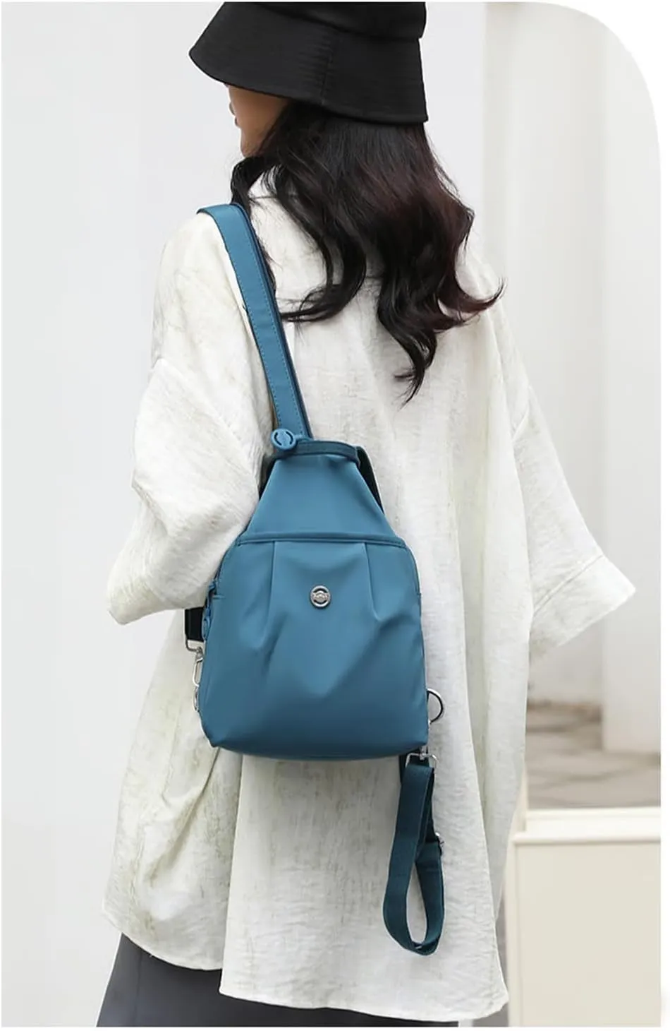 2025 Backpack Chest Bag Double Zipper Large Capacity, Adjustable Shoulder Strap Multi-layer Waterproof Oxford Fabric (Blue)