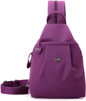 2025 Backpack Chest Bag Double Zipper Large Capacity, Adjustable Shoulder Strap Multi-layer Waterproof Oxford Fabric (Purple)