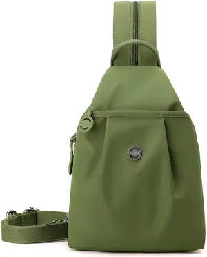 2025 Backpack Chest Bag Double Zipper Large Capacity, Adjustable Shoulder Strap, Waterproof Oxford Fabric for Travel,Sports (Avocado Green)