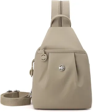 2025 Backpack Chest Bag Double Zipper Large Capacity, Adjustable Shoulder Strap, Waterproof Oxford Fabric for Travel,Sports (Light Khaki)