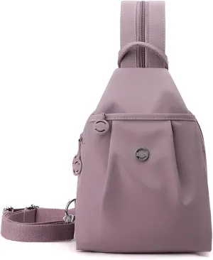 2025 Backpack Chest Bag Double Zipper Large Capacity, Adjustable Shoulder Strap, Waterproof Oxford Fabric for Travel,Sports (Taro Pink)
