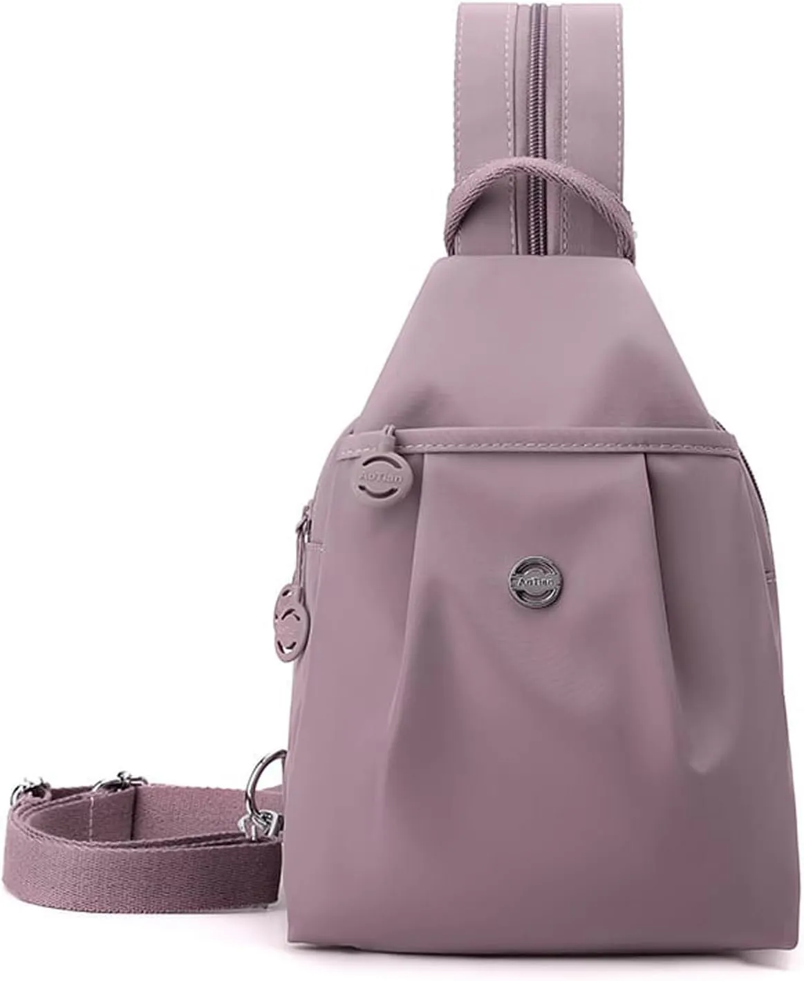 2025 Backpack Chest Bag Double Zipper Large Capacity, Adjustable Shoulder Strap, Waterproof Oxford Fabric for Travel,Sports (Taro Pink)