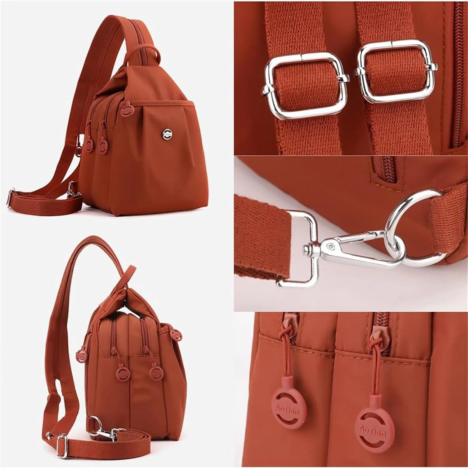 2025 Backpack Chest Bag Double Zipper Large Capacity,Adjustable Shoulder Strap Multi-layer Waterproof Oxford Fabric (Grey)