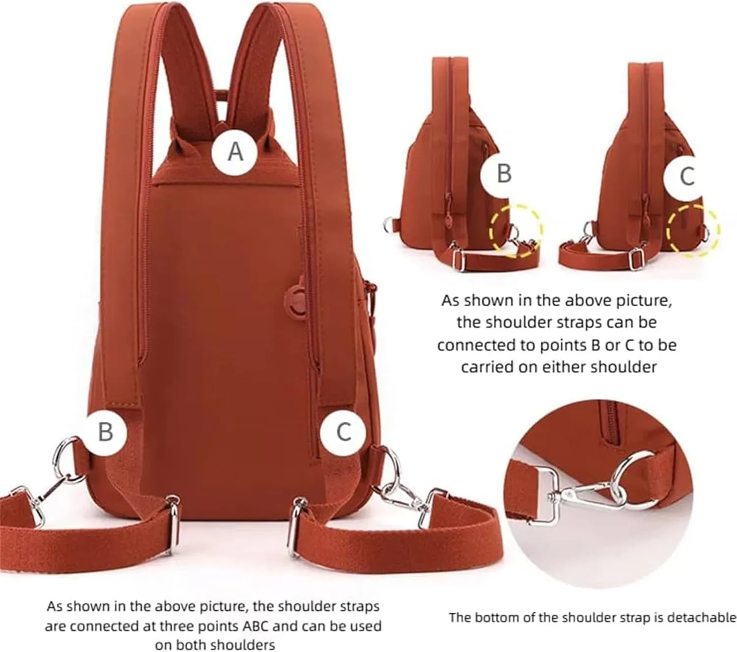 2025 Backpack Chest Bag Double Zipper Large Capacity,Adjustable Shoulder Strap Multi-layer Waterproof Oxford Fabric (Grey)