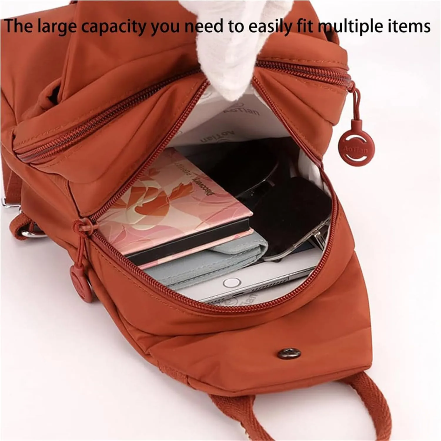 2025 Backpack Chest Bag Double Zipper Large Capacity,Adjustable Shoulder Strap Multi-layer Waterproof Oxford Fabric (Grey)