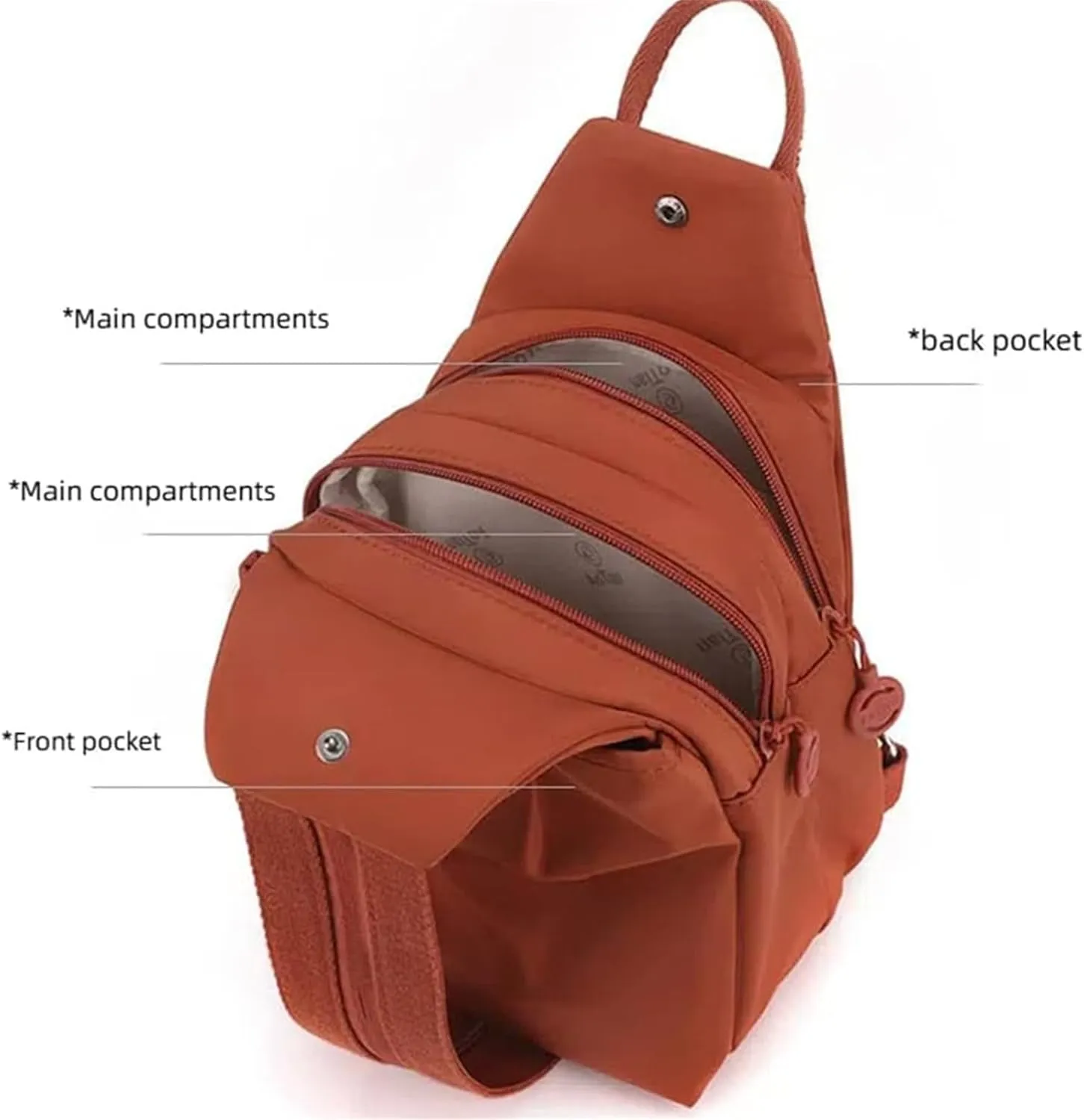 2025 Backpack Chest Bag Double Zipper Large Capacity,Adjustable Shoulder Strap Multi-layer Waterproof Oxford Fabric (Grey)