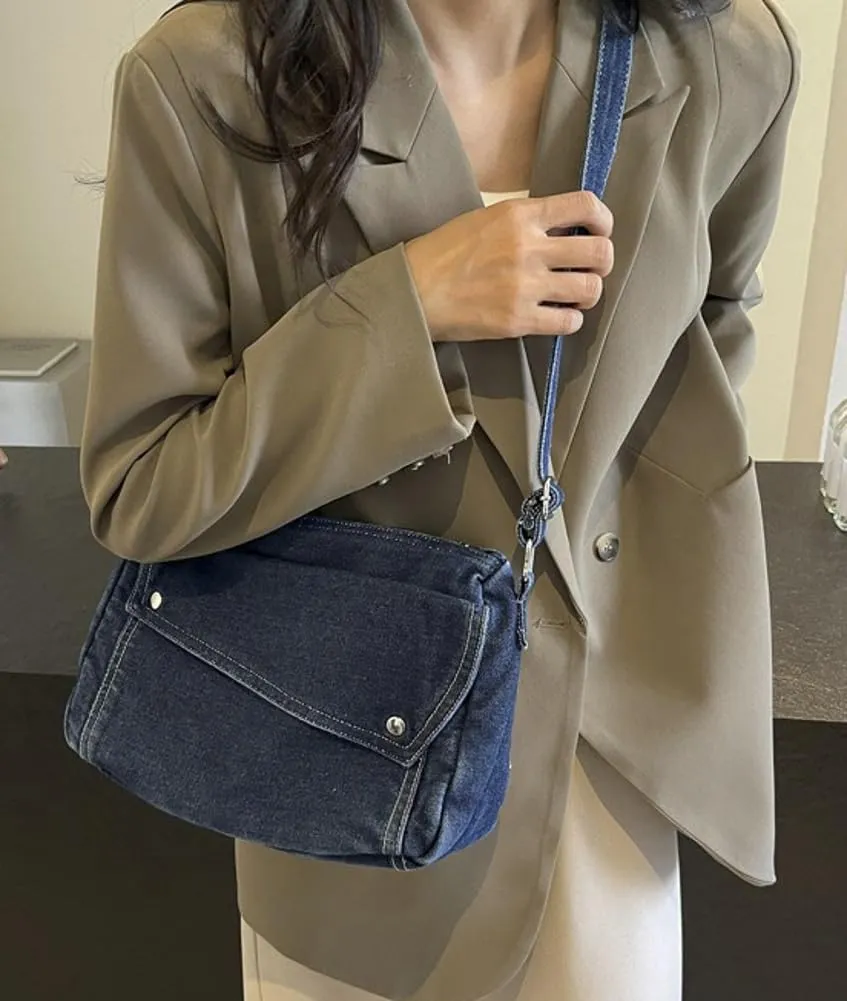 2025 Denim Shoulder Bag Trendy Jean Canvas Messenger Bag for Women Tote Bag Retro Crossbody Handbag